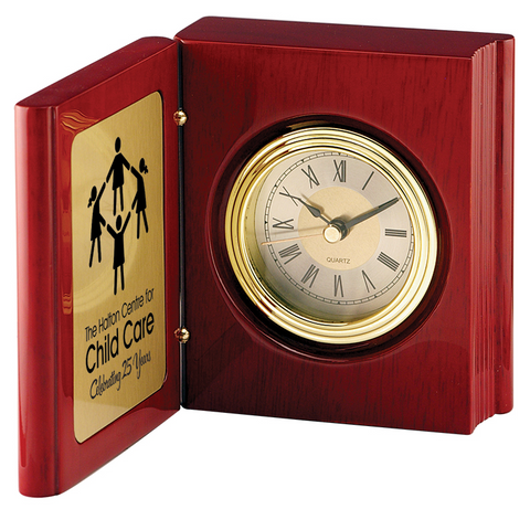 "Rosewood Book Clock" Giftware